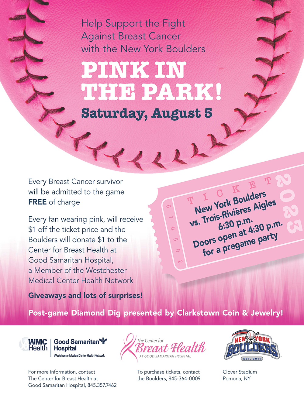 Pink in the Park! Call 845.357.7462 for more information.